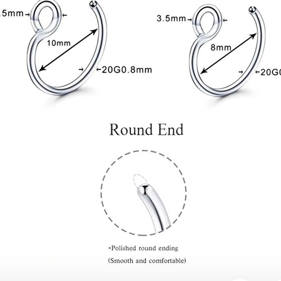 🆕Nose Rings non-piercing 5 piece Surgical Stainless Steel ClipOn Fake No Pierce - Picture 9 of 14